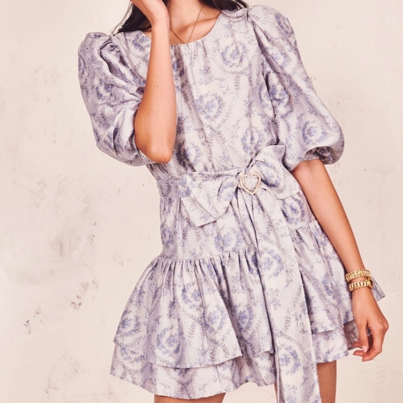 Loveshackfancy Bow Pearla Dress Blue Haze Revolve - Picture 7 of 8